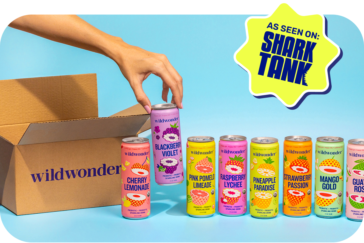 Wildwonder cans beside a shipping box
