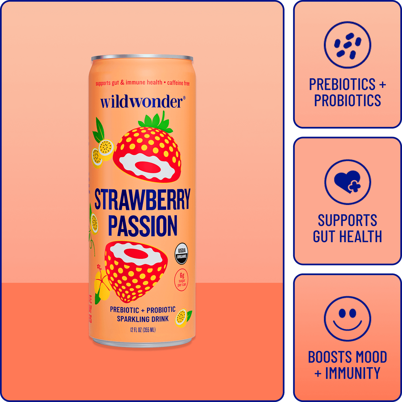 Strawberry Passion Prebiotic Probiotic Sparkling Drink – wildwonder Strawberry Passion Prebiotic Probiotic Sparkling Drink – wildwonder