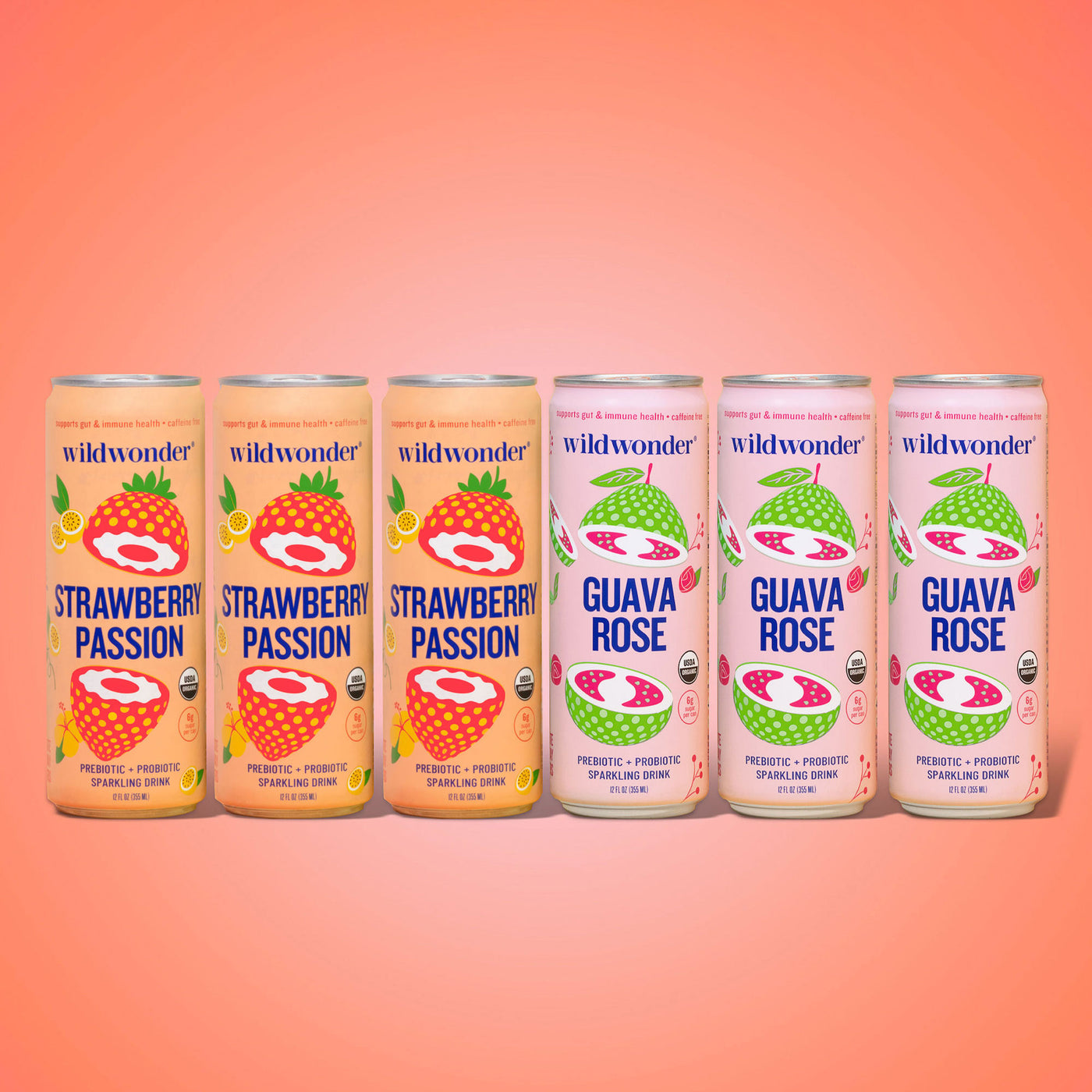 wildwonder Botanical Bouquet Variety Pack - 6 cans of Guava Rose + 6 cans of Strawberry Passion