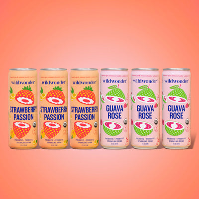 wildwonder Botanical Bouquet Variety Pack - 6 cans of Guava Rose + 6 cans of Strawberry Passion